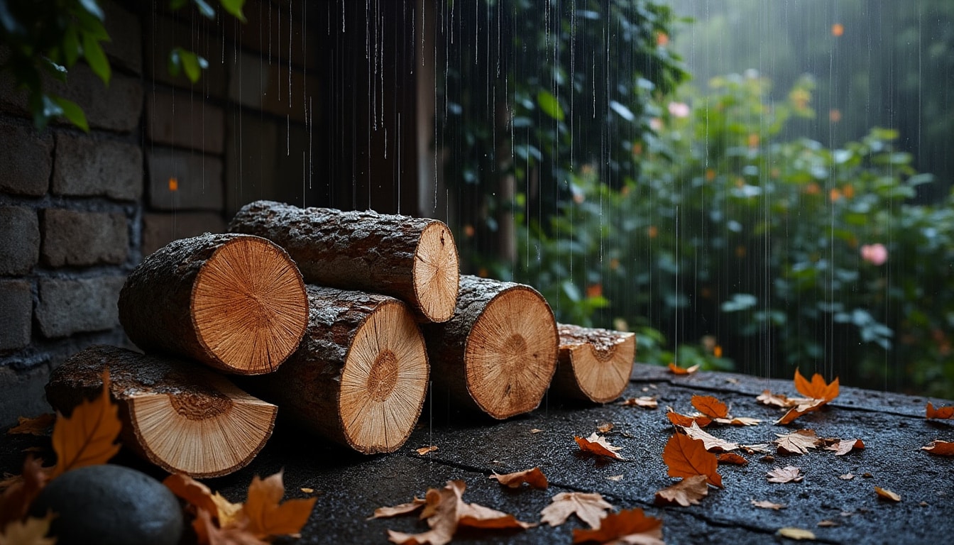 Bois de chauffage sous la pluie : comment le sécher et le protéger